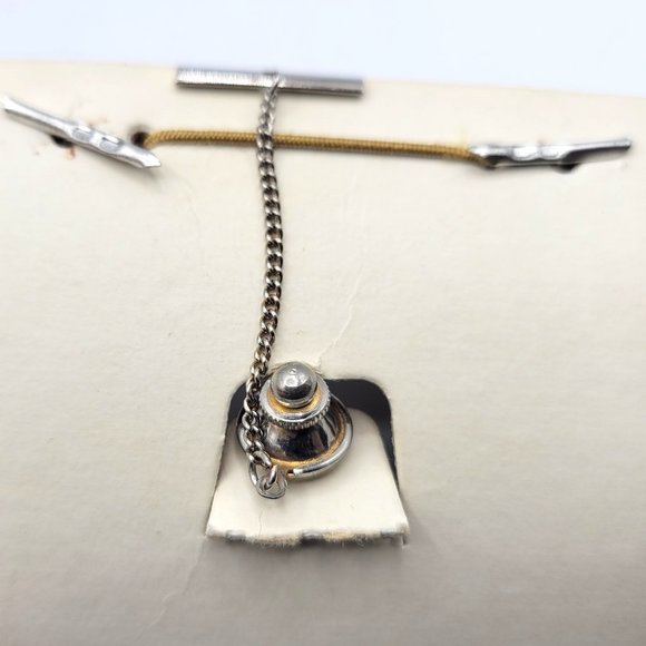 Vintage Monogrammed Anson Gold-tone Cuff-Links Tie-Tack Set in Original Box - Picture 4 of 7